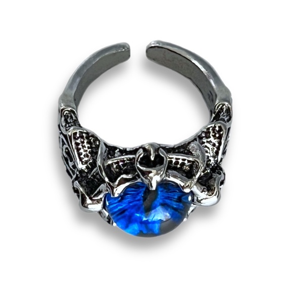 ✦ Men’s Stainless Steel Adjustable Blue Dragon Eye Ring - Picture 4 of 6